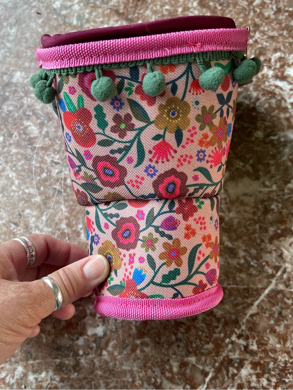 Natural Life Car Cup Holder Organizer Floral Pom Pom NWT - Picture 4 of 11